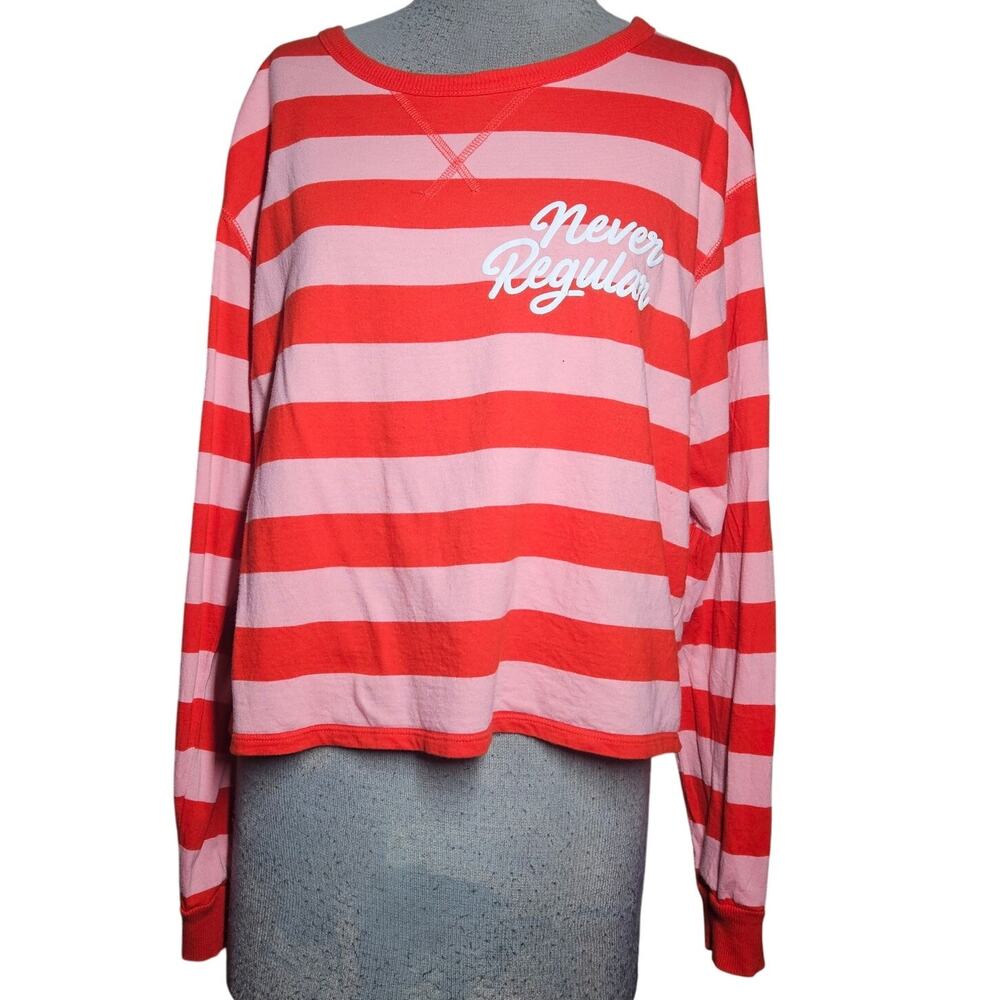 Never Regular Stripped Long Sleeve Cotton Tee Size Large